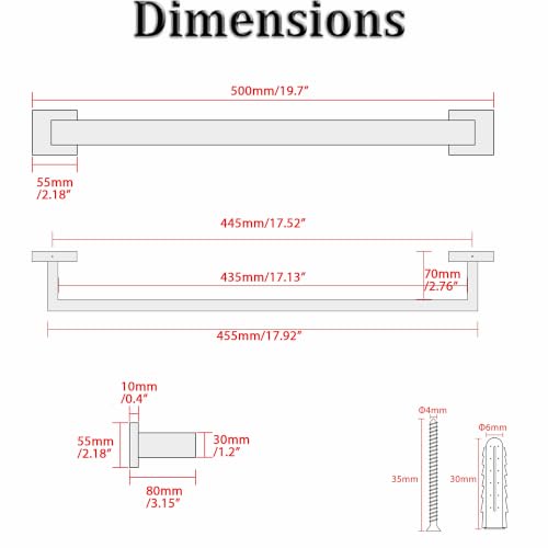 20 Inch Towel Bar for Bathroom Wall Mounted