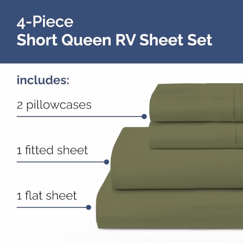 Short Queen Size 4 Piece Bed Sheet Set