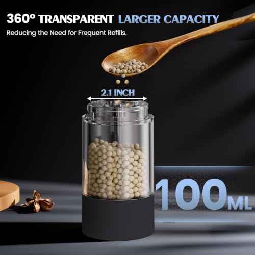 Electric Salt and Pepper Grinder Set Automatic Battery Pepper Mill Shakers Adjustable Coarseness Upgraded Larger Capacity with Led Home and Kitchen Appliances (2 Count)