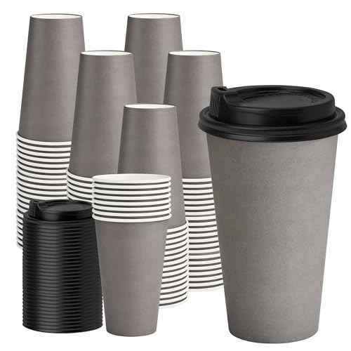 16 oz Coffee Cups with Lids (100 Count)