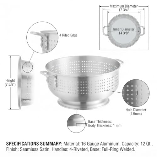 12 Qt. Aluminum Colander with Base and Handles