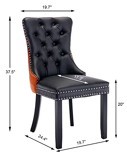 Orange Velvet and Black PU Upholstered Dining Chairs Set of 6 (6 Count)