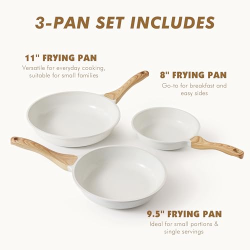 Ceramic Nonstick Frying Pan Skillets (3 Count)