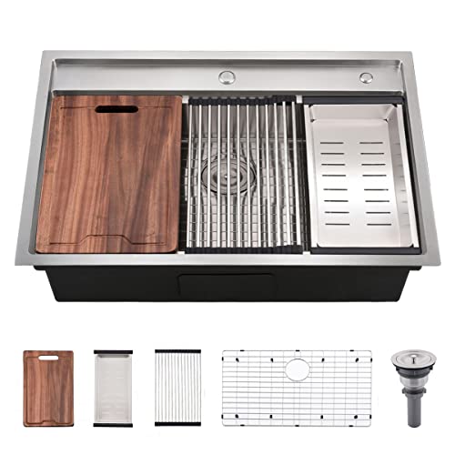 33 Inch Drop In Kitchen Sink Workstation