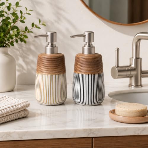 2 Pcs Ceramic Soap Dispenser Set