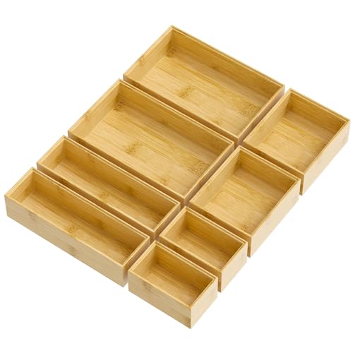 Bamboo Drawer Organizer Boxes (8 Count)
