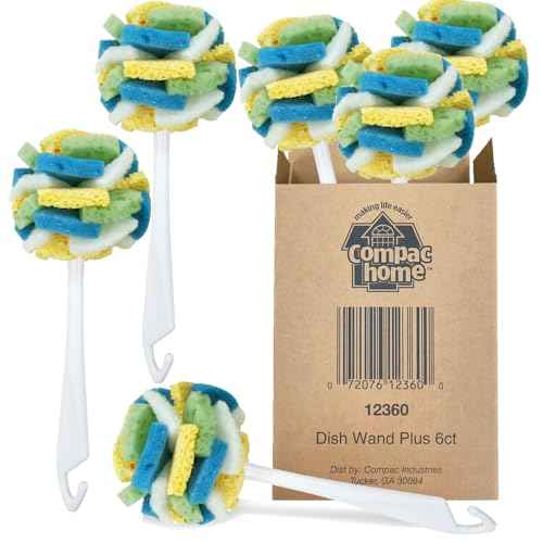 Dish SpongeWand Plus Tri Surface Scrubbing Sponge with Cello Foam Scour Sponge Petals (6 Count)