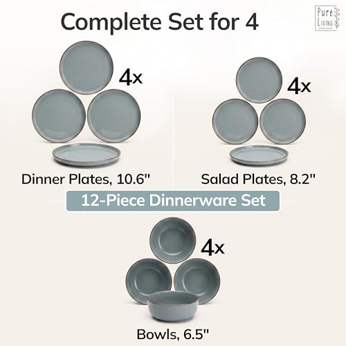 12 Piece Stoneware Dinnerware Set for 4 (12 Count)