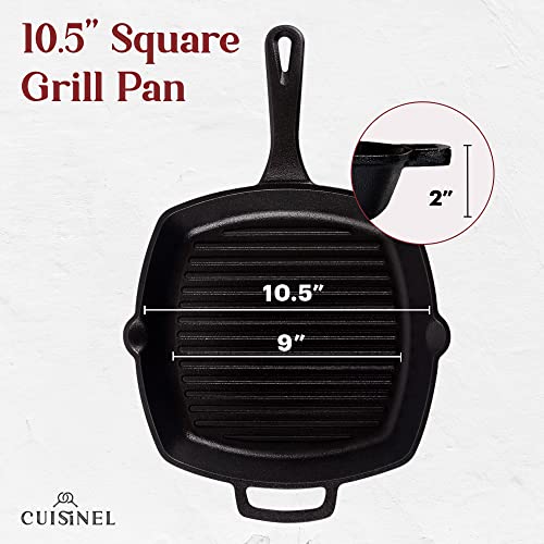 10.5 Inch Square Cast Iron Grill Pan Set
