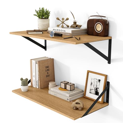 24W x 12D Deep Floating Shelves Set of 2 Oak (2 Count)