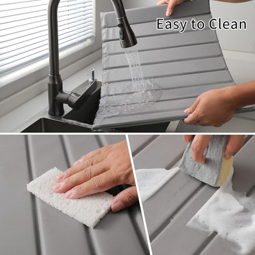 Stone Dish Drying Mat with PU Leather Surface for Kitchen Counter