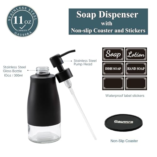 Black Soap Dispenser with Coaster and Stickers