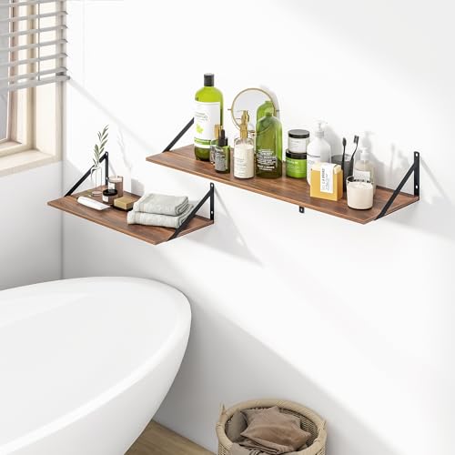 24W x 12D Deep Floating Shelves Set of 2 Walnut