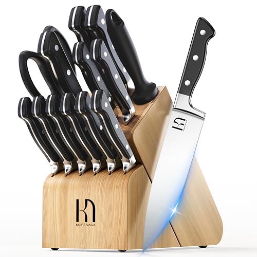 Japanese Knife Set with Sharpener (15 Count)