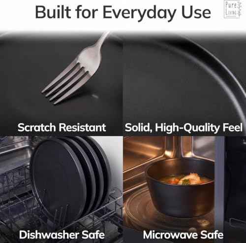 16 Piece Black Dinnerware Set for 4 (16 Count)