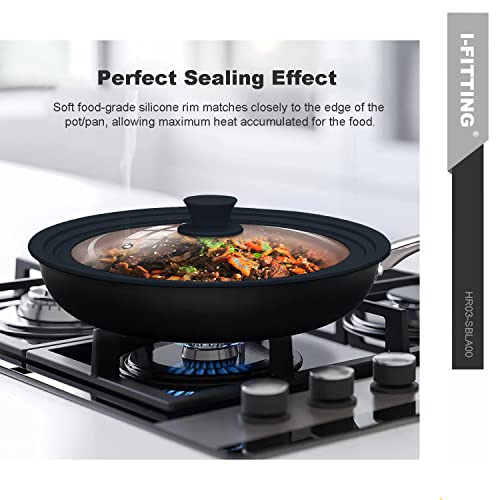 Tempered Glass Universal Cookware Lid Black 1 Pack