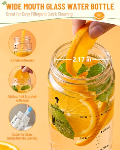 16oz Wide Mouth Glass Juice Bottles With Stainless Steel Lids 4 Pack (4 Count)
