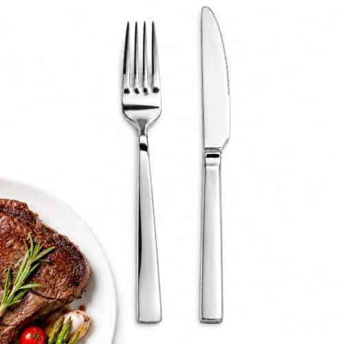 20 Piece Stainless Steel Dinner Knife and Fork Set for 10