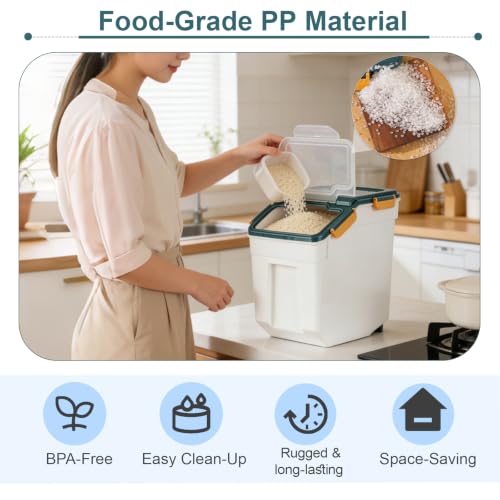 50 lb Large Food Grade Container for Rice Flour Sugar (4 Count)