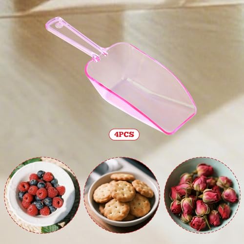 4Pcs Clear Plastic Ice Scoop for Freezer (4 Count)