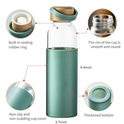 21oz Borosilicate Glass Water Bottles with Silicone Non