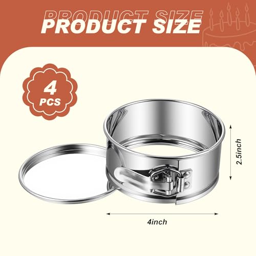 4 Pcs 4 Inch Stainless Steel Springform Pans Mini Cheesecake Pans (4 Count)