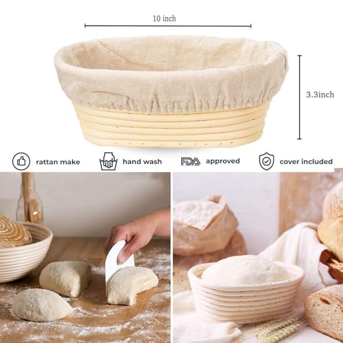 Banneton Bread Proofing Basket 2 Pack 10 In Oval Sourdough Proofing Basket (2 Count)