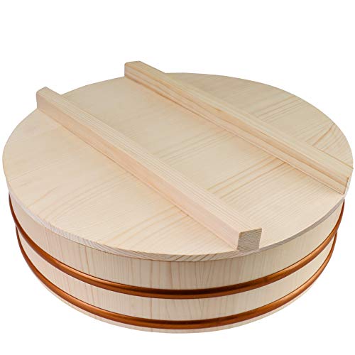 Wooden Sushi Rice Bowl with Lid Hangiri Sushi Oke Sushi Rice Mixing Tub