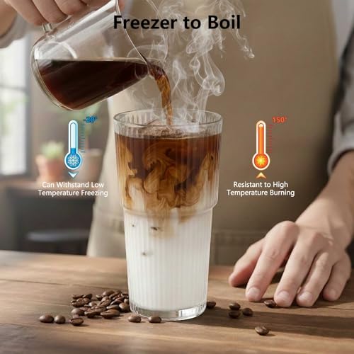 Ribbed 2pack 20oz Glass Cups with Bamboo & Plastic Lids and Straws (2 Count)