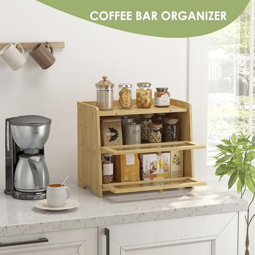 Double Layer Bread Box Container for Kitchen Countertop Homemade Bread