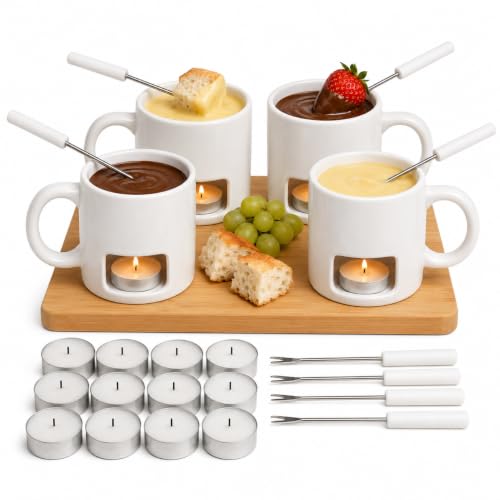 4 Pack Ceramic Fondue Cheese Mugs