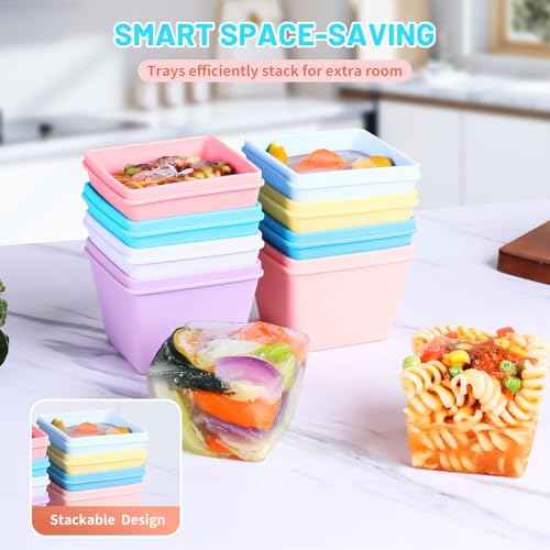 1 Cup Silicone Freezer Molds with Lids & Base for Soup (8 Count)