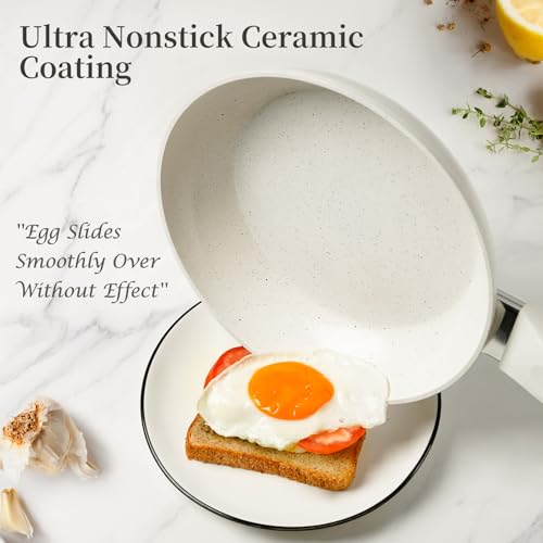 Nonstick Ceramic Frying Pans Skillets Set with Lid 8"+9.5"+11"