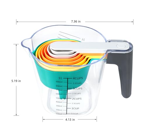 19 Pc Magnetic Measuring Cups and Spoons Set (19 Count)