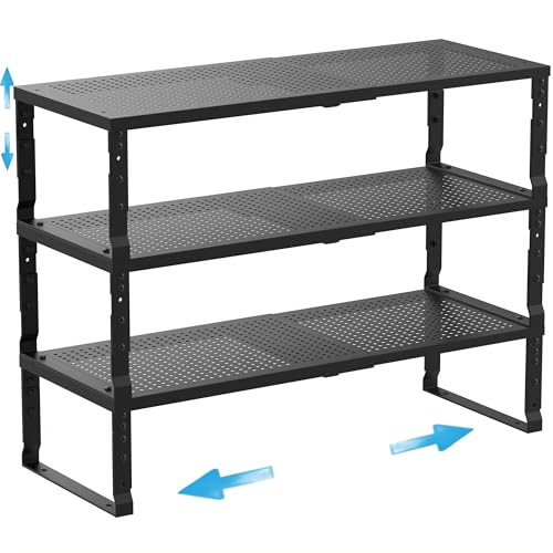 Expandable Spice Rack Kitchen Cabinet Shelf Organizer (3 Count)