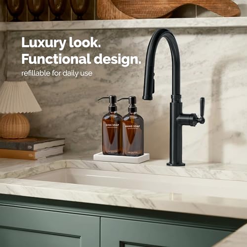 Amber Glass Soap Dispenser Set (2 Count)