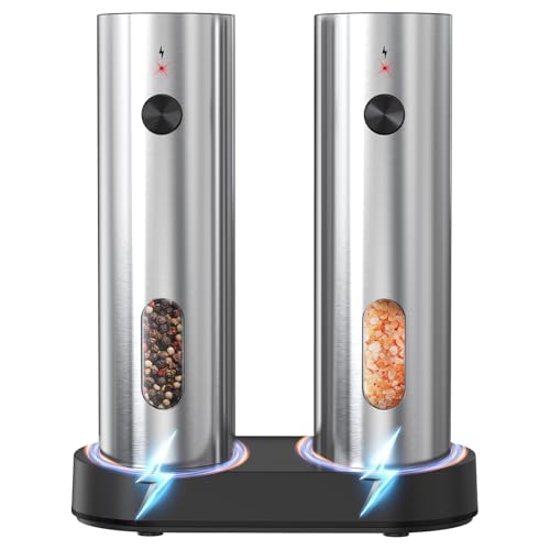 Electric Salt and Pepper Grinder Set with Charging Base (2 Count)