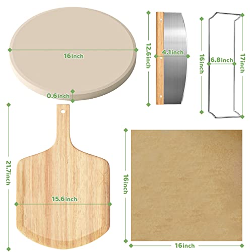 16''Pizza Stone for Oven and Grill with Pizza Peel