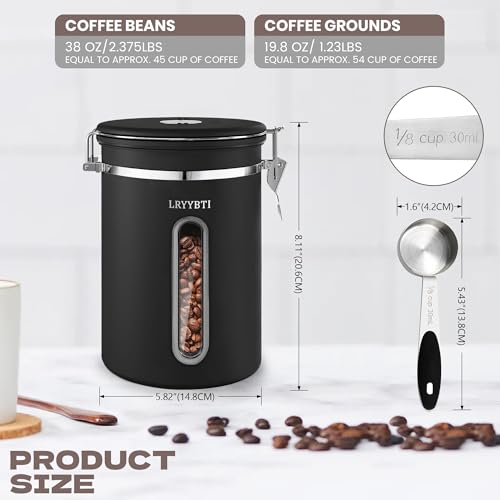 Airtight Coffee Canister 38oz Stainless Steel