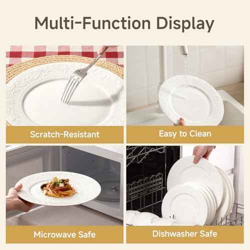 18Pcs Vintage Relief White Bone China Set