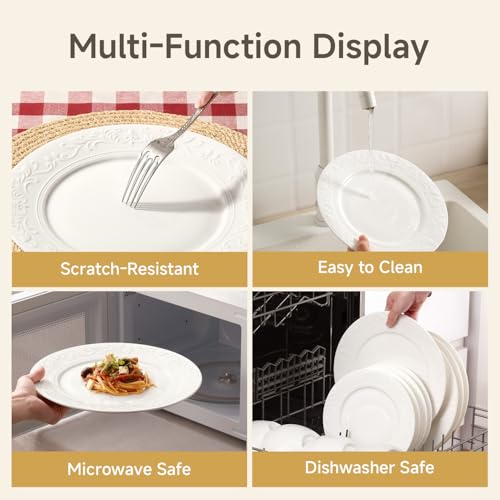12Pcs Vintage Relief White Bone China Set