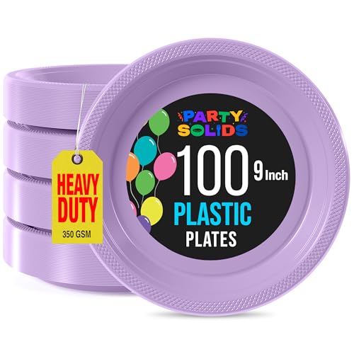 Sturdy Lavender Plastic Plates 9" Party Plates 100 Pcs (100 Count)