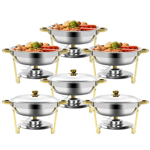 Gold & Silver Chafing Dishes for Buffet with Lid 5QT