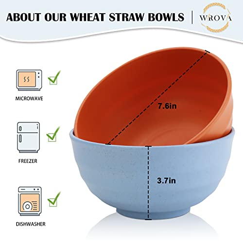 Wheat Straw Bowls Set 60 OZ Unbreakable Large Cereal Set of 6
