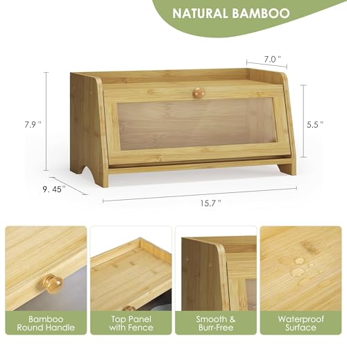 Double Layer Bread Box for Kitchen Countertop