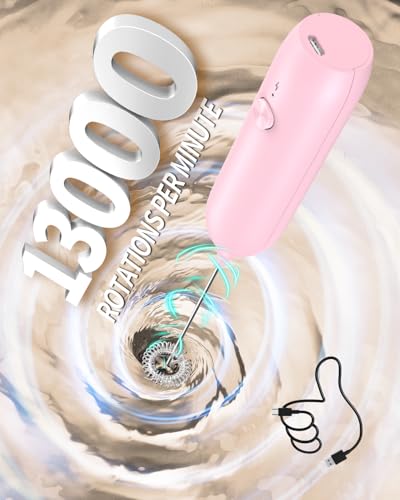 Milk Frother Handheld Rechargeable Milk Foamer Electric Mini Drink Mixer with Stainless Steel Whisk for Coffee
