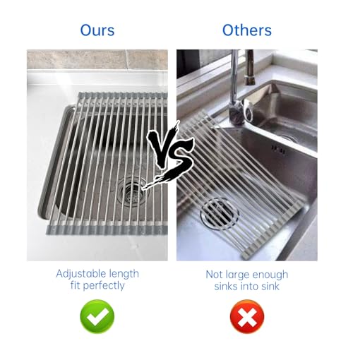 Expandable Roll Up Dish Drying Rack Over The Sink Rack
