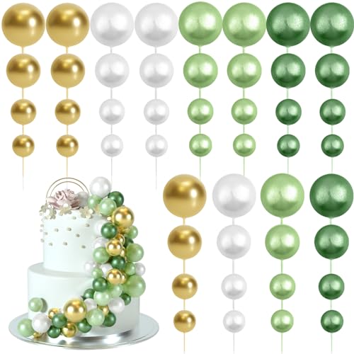 48 Pcs Balls Cake Topper Decorations Balloon Cupcake Toppers Foam Cake Topper Balls Cake Balls Decorations for Birthday Party Cake Decorating (48 Count)