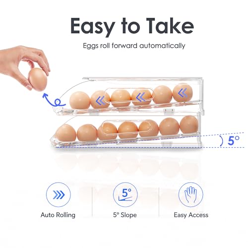 24 Egg Holder for Fridge with Silicone Bumpers