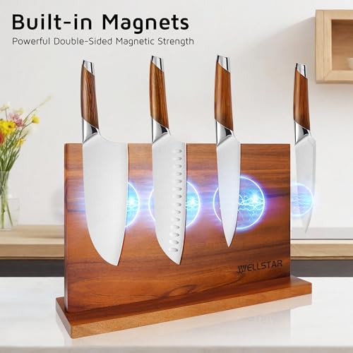 Extra Large Acacia Magnetic Knife Block 16x10 Inches